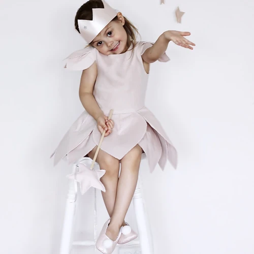 Kapcie z pomponikiem Pudrowe