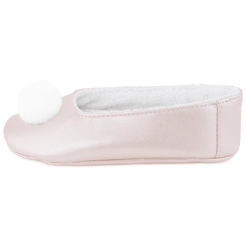 Kapcie z pomponikiem Pudrowe