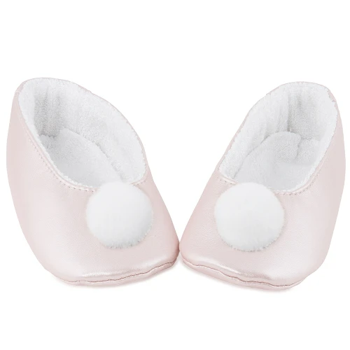 Kapcie z pomponikiem Pudrowe