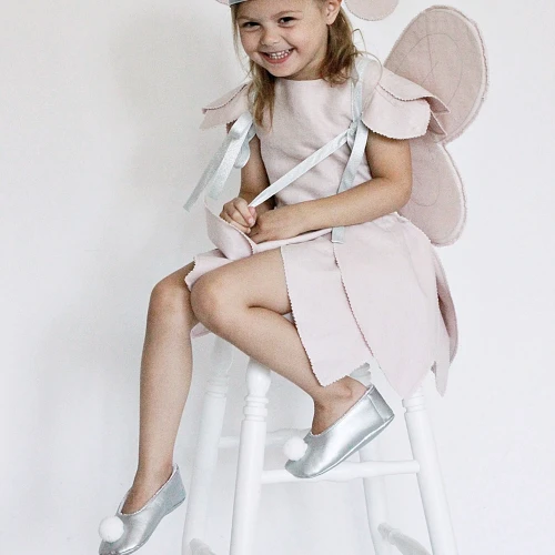 Kapcie z pomponikiem Srebrne 