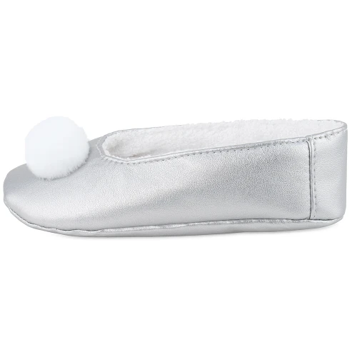 Kapcie z pomponikiem Srebrne 