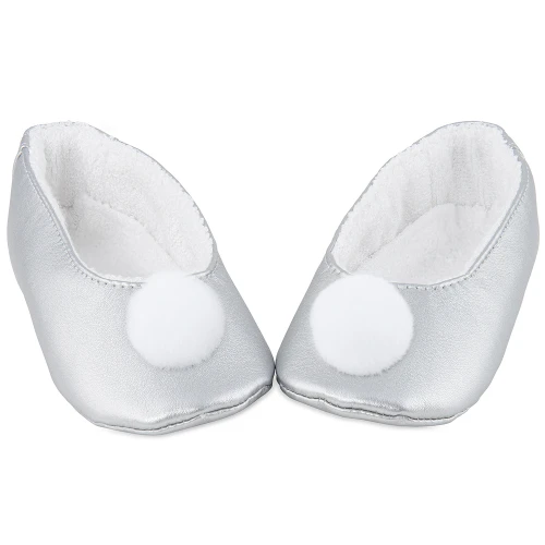 Kapcie z pomponikiem Srebrne 