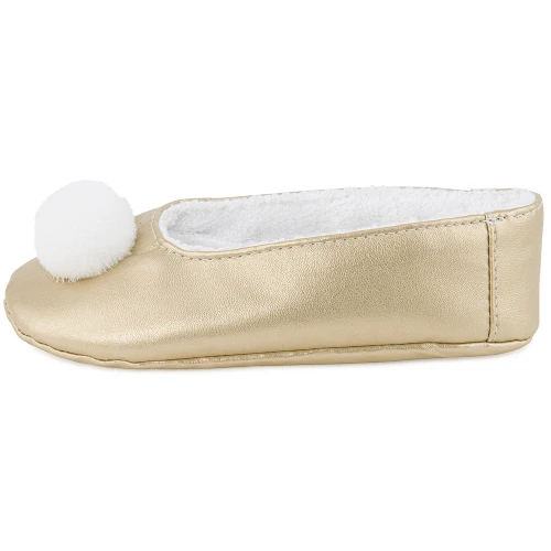 Kapcie z pomponikiem Złote 