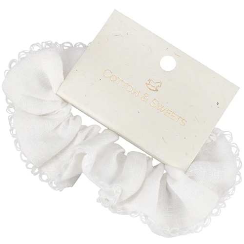 Frotka Lniana z koronką Biała