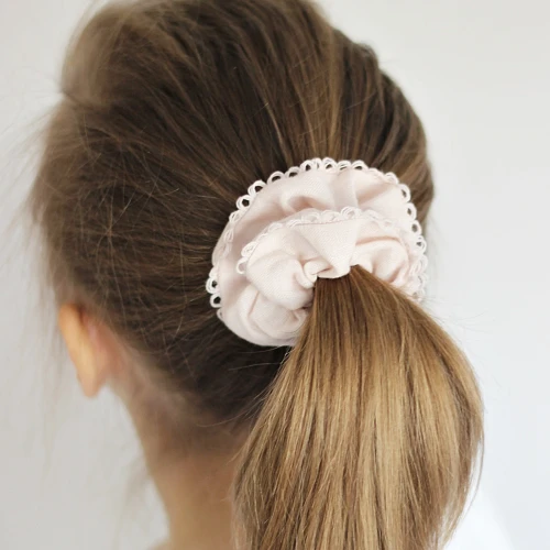 Linen Lace Scrunchie Powder pink