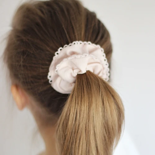 Linen Lace Scrunchie Powder pink