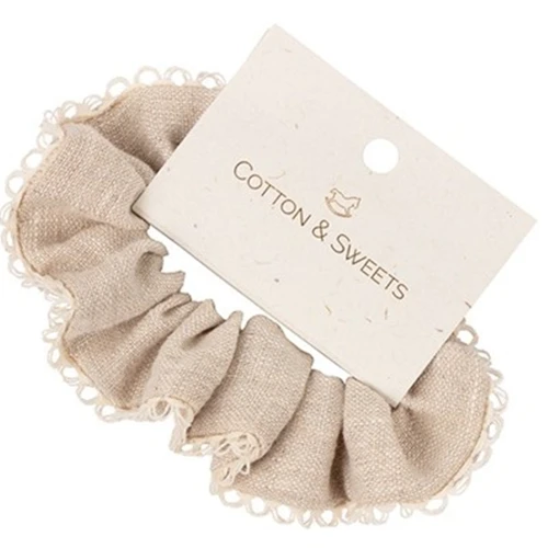 Frotka Lniana z koronką Naturalna