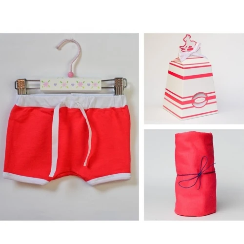 Szorty Baby Roll morelowe z białą lamówką