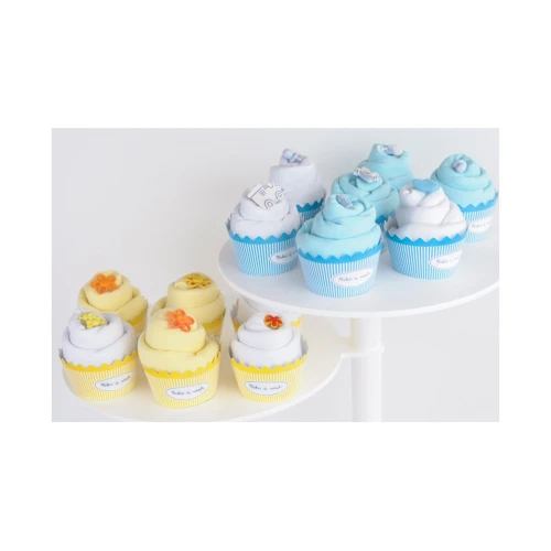 Żółte body długi rękaw z białym konikiem 