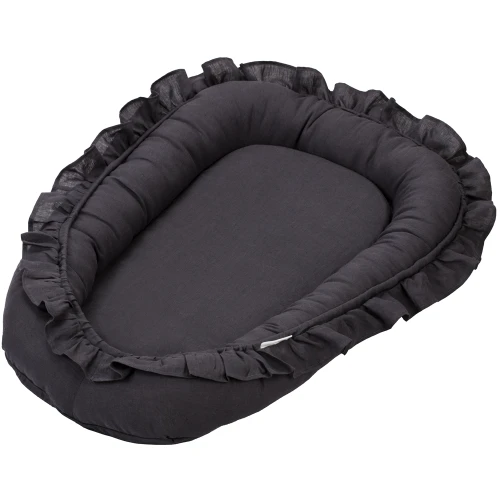 Gniazdko Niemowlęce Pure nature z falbanką Graphit