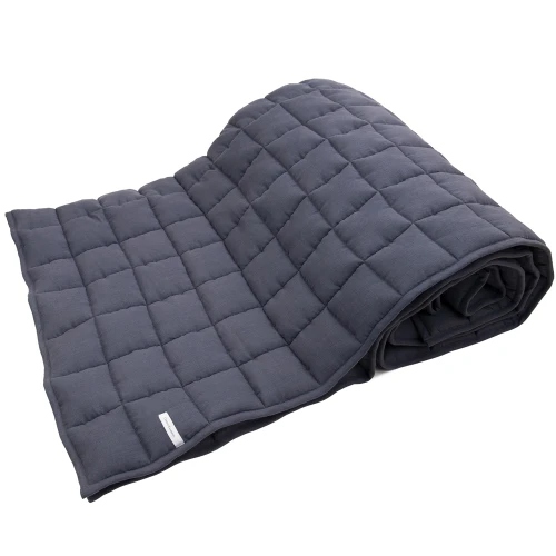 Pikowana narzuta/derka 135x200 lniana dla dorosłych Grafit - II gat.