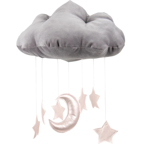 Cloud mobile grey with powder pink stars - II quality (I)