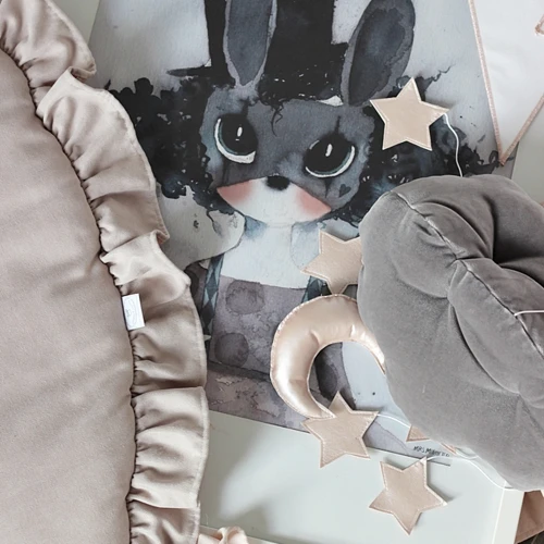 Cloud mobile grey with powder pink stars - II quality (I)