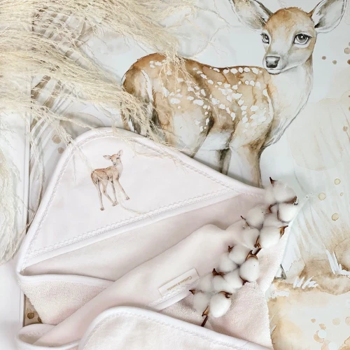 Ręcznik niemowlęcy Premium z kapturkiem Fawn 80x80 cm Waniliowy