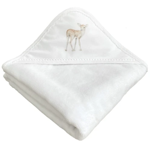 Ręcznik niemowlęcy Premium z kapturkiem Fawn 80x80 cm Biały