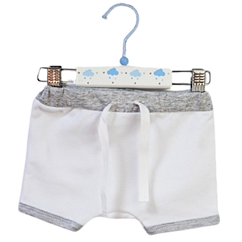 Szorty Baby Roll białe z szarą lamówką