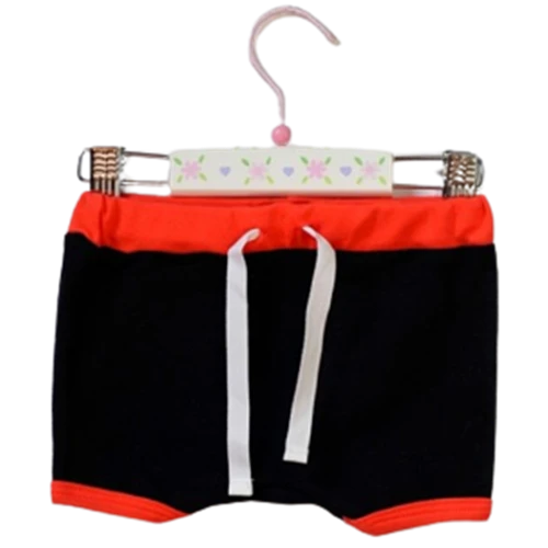 Szorty Baby Roll czarne z morelową lamówką