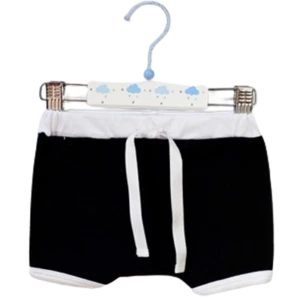 Szorty Baby Roll czarne z białą lamówką