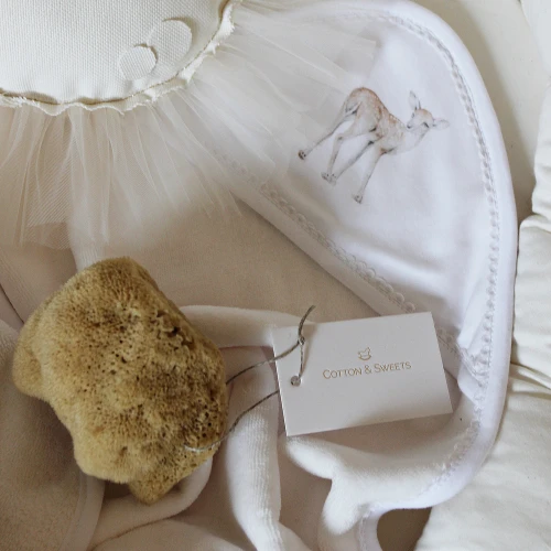 Ręcznik niemowlęcy Premium z kapturkiem Fawn 80x80 cm Waniliowy