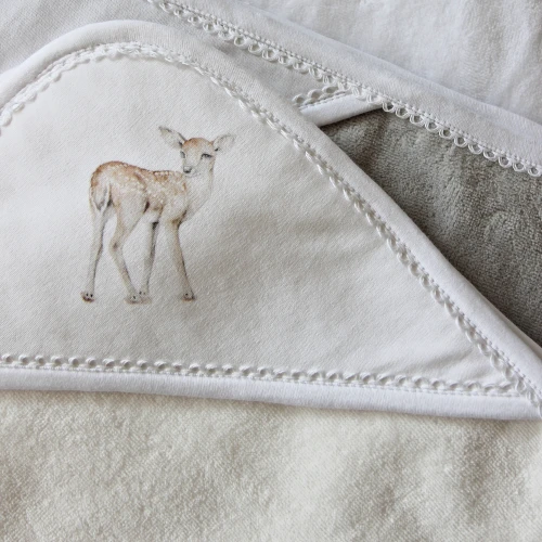 Ręcznik niemowlęcy Premium z kapturkiem Fawn 80x80 cm Waniliowy