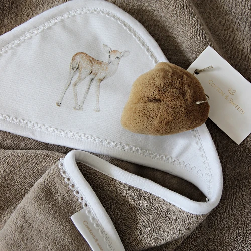 Newborn Premium hooded towel Fawn Chocolate 80x80 cm  