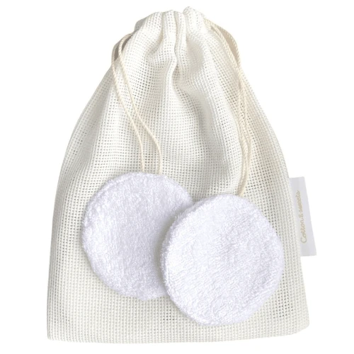 Wielorazowe płatki kosmetyczne peelingujące Care Pads - zestaw 4 szt. z woreczkiem do prania Białe