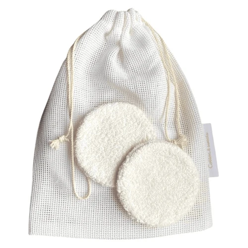 Wielorazowe płatki kosmetyczne peelingujące Care Pads - zestaw 4 szt. z woreczkiem do prania Waniliowe