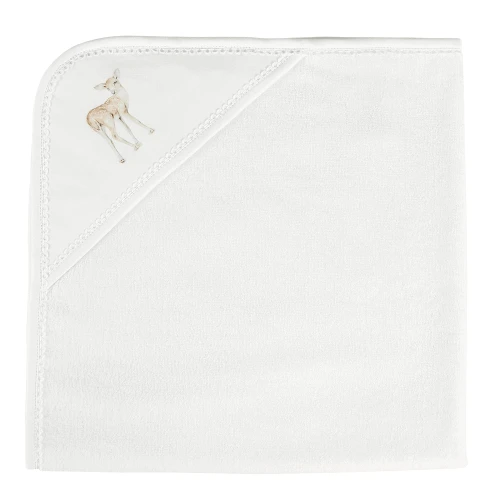 Ręcznik niemowlęcy Premium z kapturkiem Fawn 80x80 cm Biały