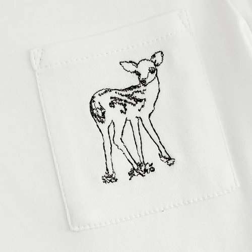 Biały T-shirt dziecięcy szkolny  Premium z haftem Sarenka