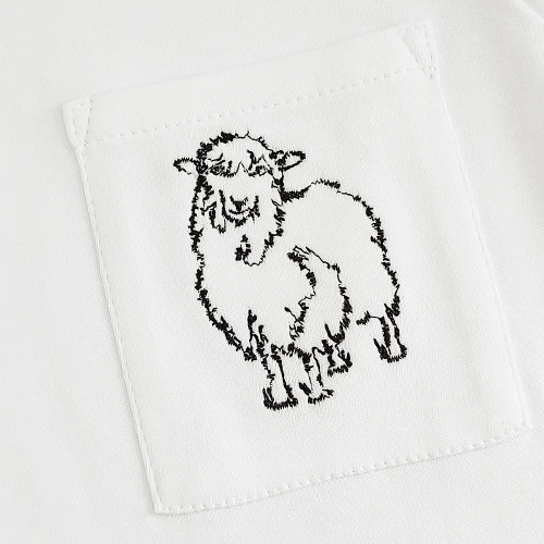 Biały T-shirt dziecięcy szkolny Premium z haftem Owieczka