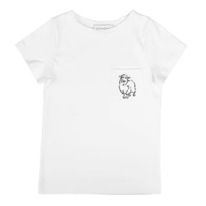 Biały T-shirt dziecięcy szkolny Premium z haftem Owieczka