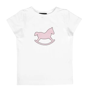 T-shirt dziecięcy Premium Ecru z Logo Pudrowy róż (Gruby)