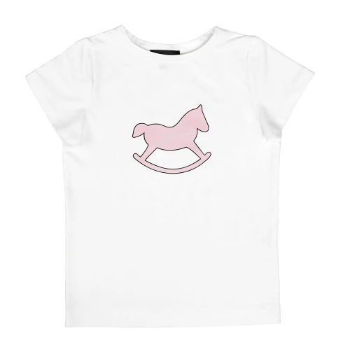 T-shirt dziecięcy Premium Ecru z Logo Pudrowy róż (Gruby)