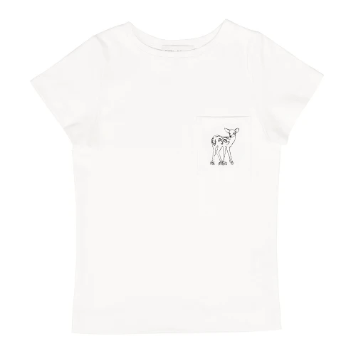 Ecru T-shirt dziecięcy (Gruby) Premium z haftem Sarenka 