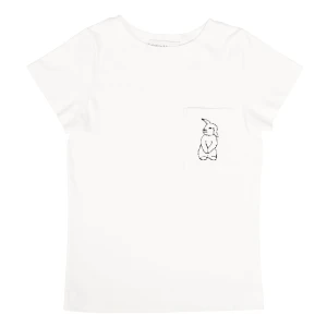 Ecru T-shirt dziecięcy (Gruby) Premium z haftem Króliczek