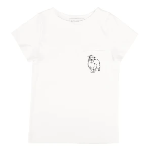 Ecru T-shirt dziecięcy (Gruby) Premium z haftem Owieczka 