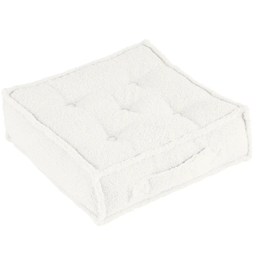 Pikowana pufa Boho Boucle Biała