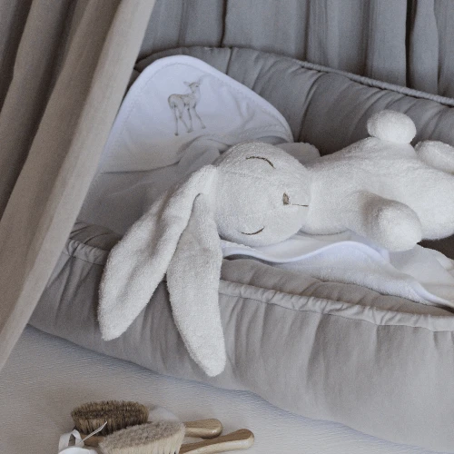 Ręcznik niemowlęcy Premium z kapturkiem Fawn 80x80 cm Biały