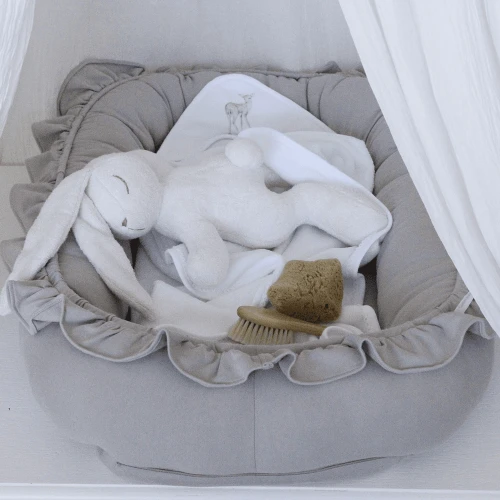 Ręcznik niemowlęcy Premium z kapturkiem Fawn 80x80 cm Biały