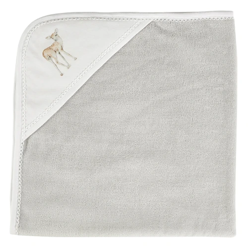 Newborn Premium hooded towel Fawn Light grey 80x80 cm - II quality (I)