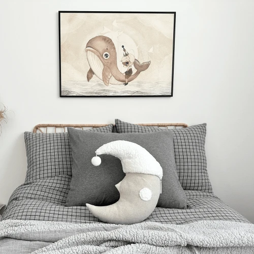 Sleeping moon pillow Natural linen