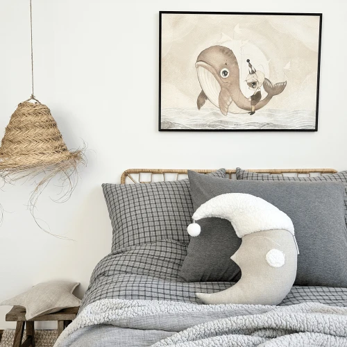 Sleeping moon pillow Natural linen