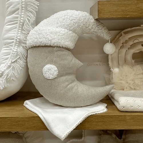 Sleeping moon pillow Natural linen
