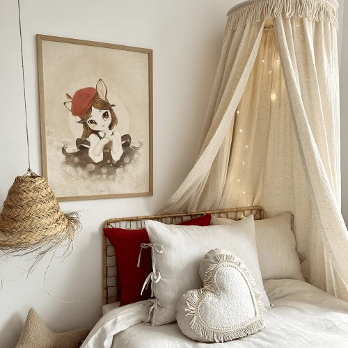 Boho Twist heart pillow Natural