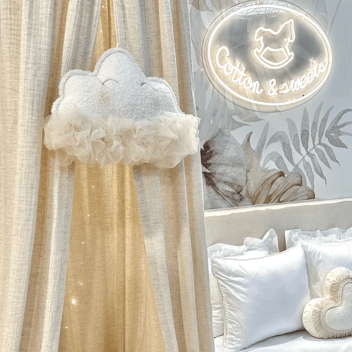 Baldachim muślinowy z lnem Natural 