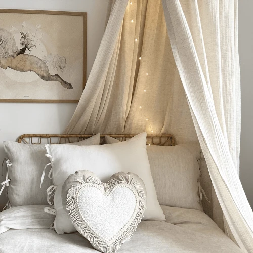 Baldachim muślinowy z lnem Natural 