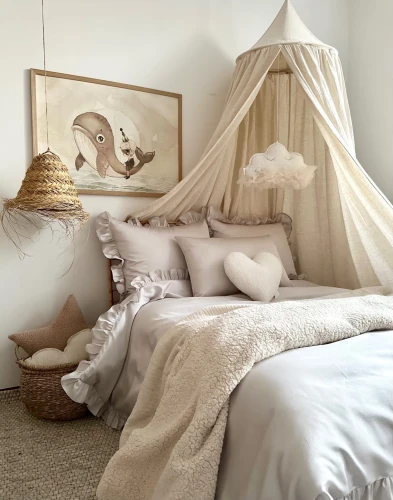 Baldachim muślinowy z lnem Natural 