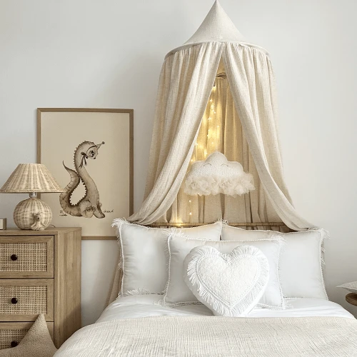 Baldachim muślinowy z lnem Natural 
