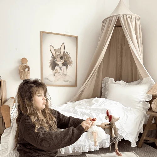 Muselin organic cotton canopy Beige
