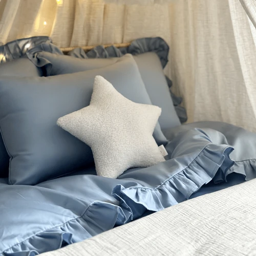 Junior Margaret bed linen set with ruffles Blue covers